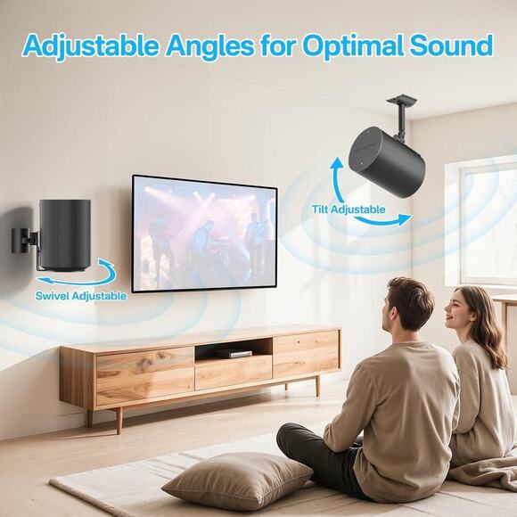 Metal Speaker Wall Mount for Sonos Era 100 Ceiling Mount or Tilt and Swivel - Picture 5 of 5